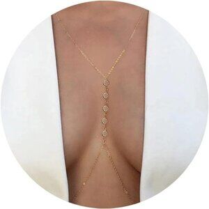 14K Gold Plated Sexy Body Chains for Women, Layered Rhinestone Crossover Bikini